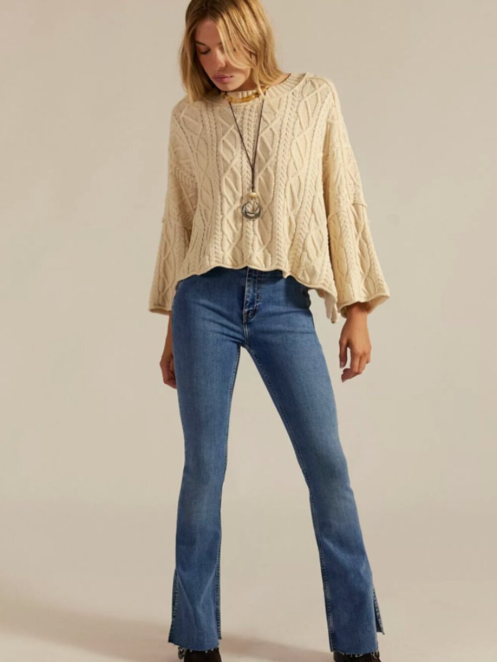 Free People NWT We The Free Level Up Slit Slim Flare Jeans - Picture 3 of 8